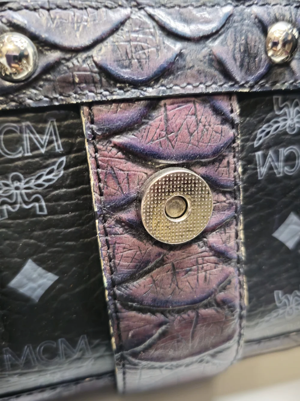 MCM Black Crocodile Iridescent Duffle bag